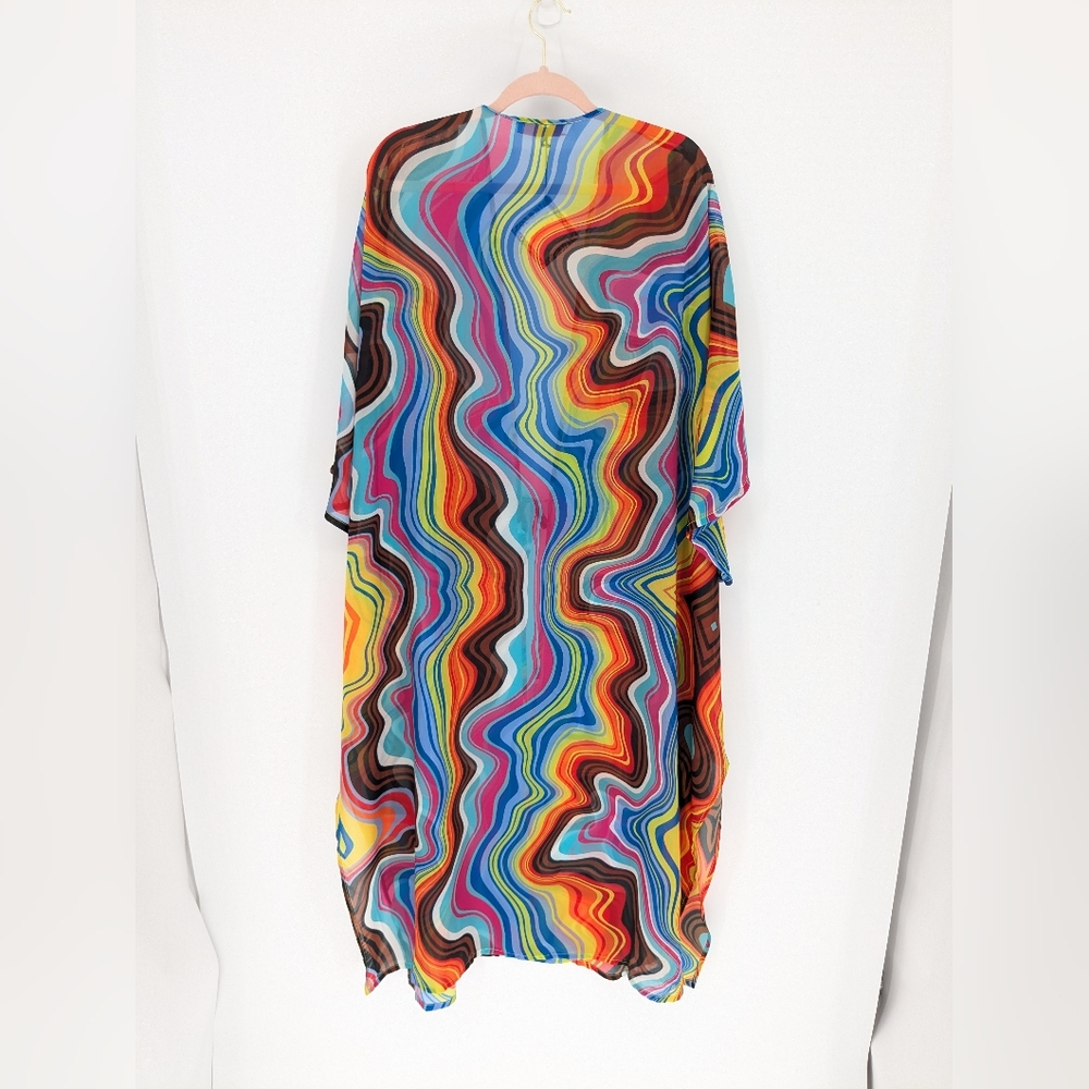 NWT Kaftko x Billy Porter Pride Psychedelic Kaftan Front Tie Size 50 Unisex - Picture 2 of 16